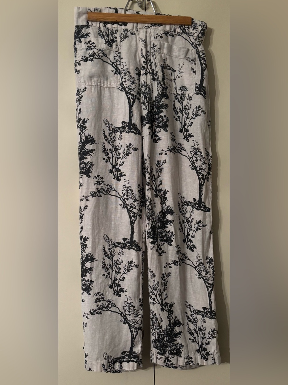 Joie Black & White Toile Wide Leg Linen  Pants